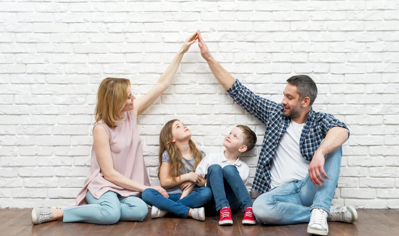 Parents making home with their hands
